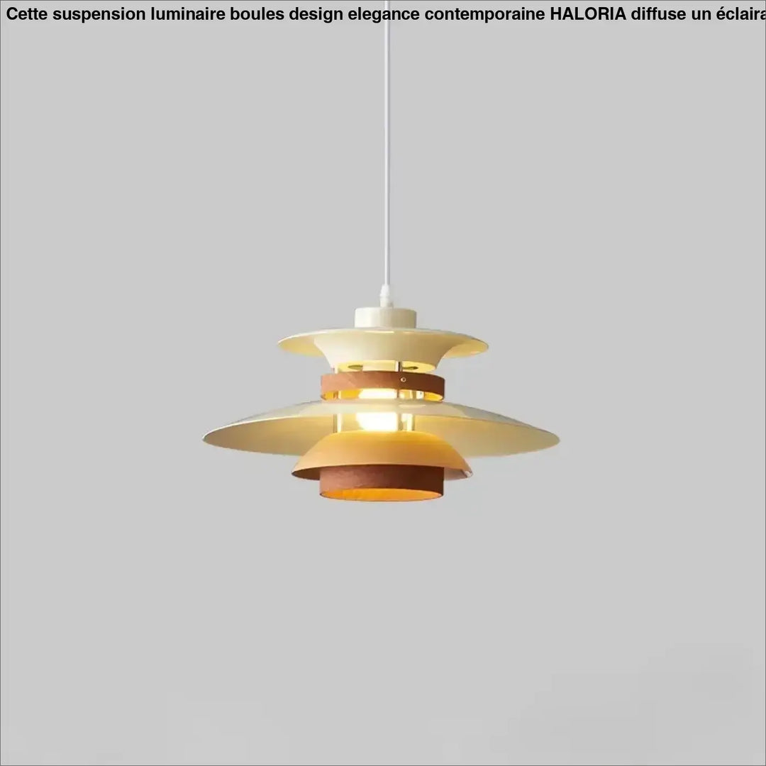 Suspension luminaire stratiss en couches crème et ambre chaud avec design moderne pour intérieur scandinave