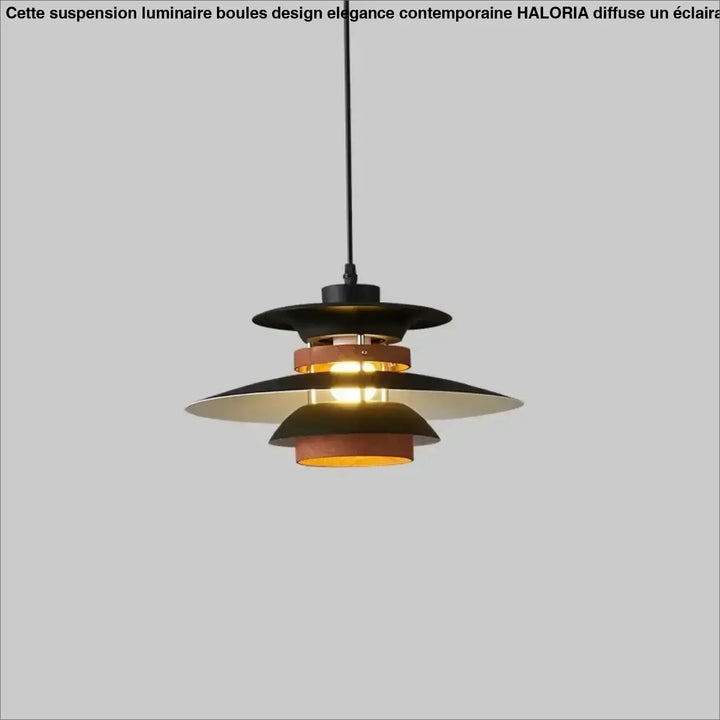 Suspension luminaire stratis en noir et laiton avec design moderne en couches suspendue idéale scandinave