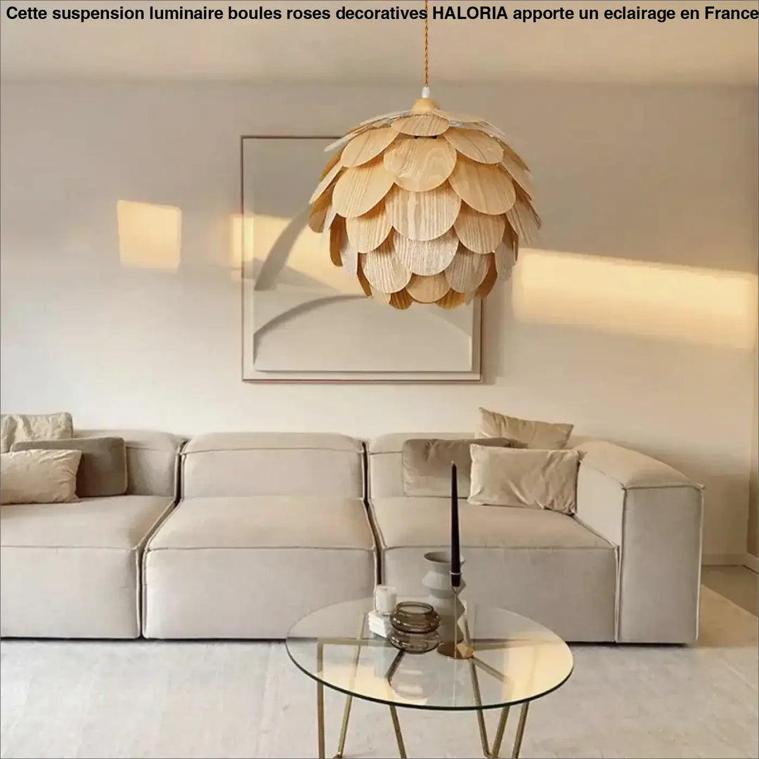 Suspension en bois style design organique beige naturel