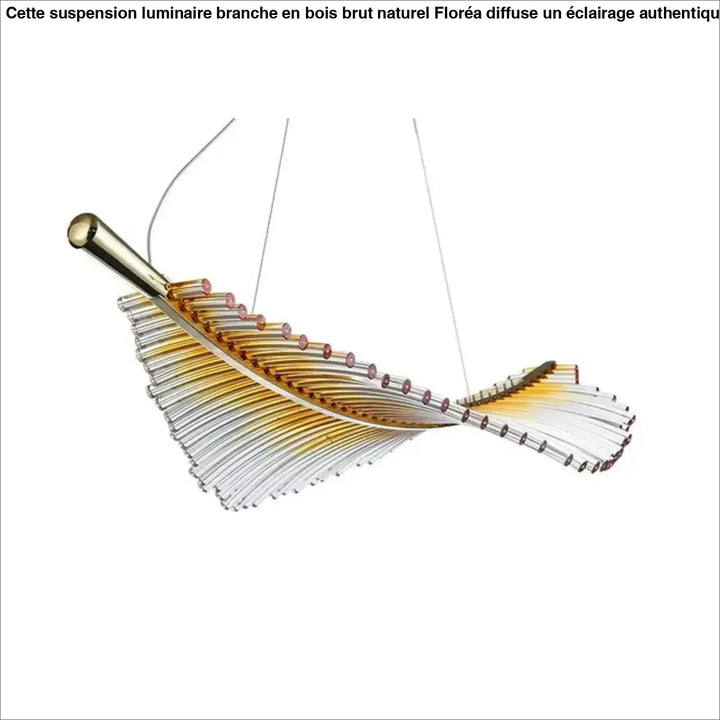 Suspension luminaire en forme de plume cristal et doré élégant
