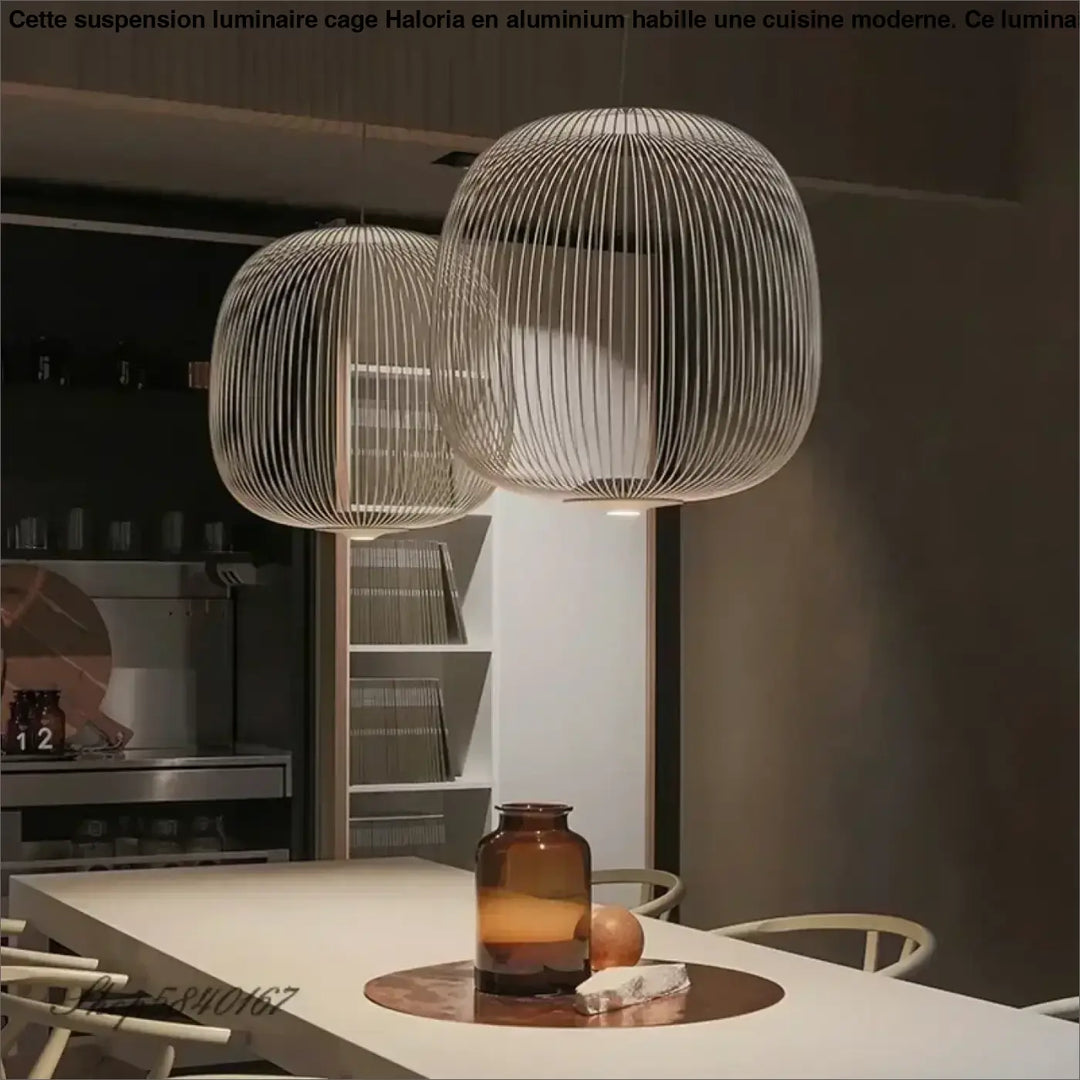Suspension luminaire cage en aluminium pour cuisine moderne

