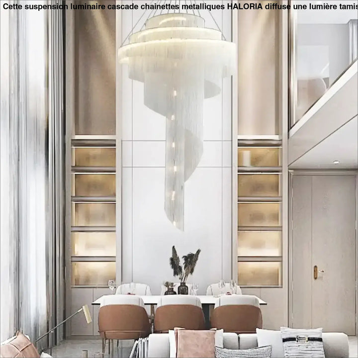 Suspension Monumentale Lustre Cascade Cristal Haut De Gamme