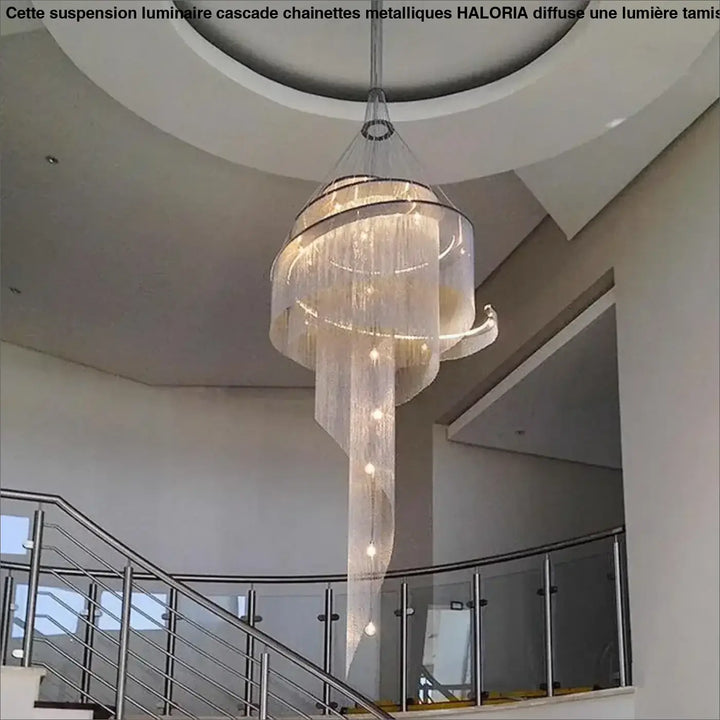 Suspension Monumentale Lustre Cascade Cristal Haut De Gamme
