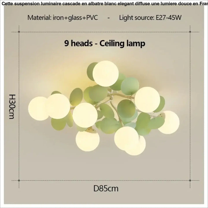 Plafonnier design en globes led éclairage blanc vert chic