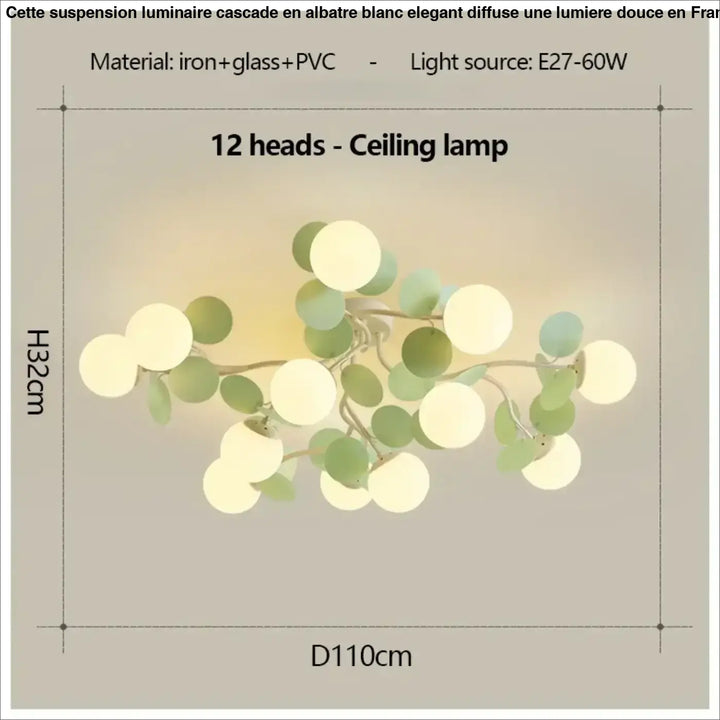 Plafonnier design en globes led éclairage blanc vert chic