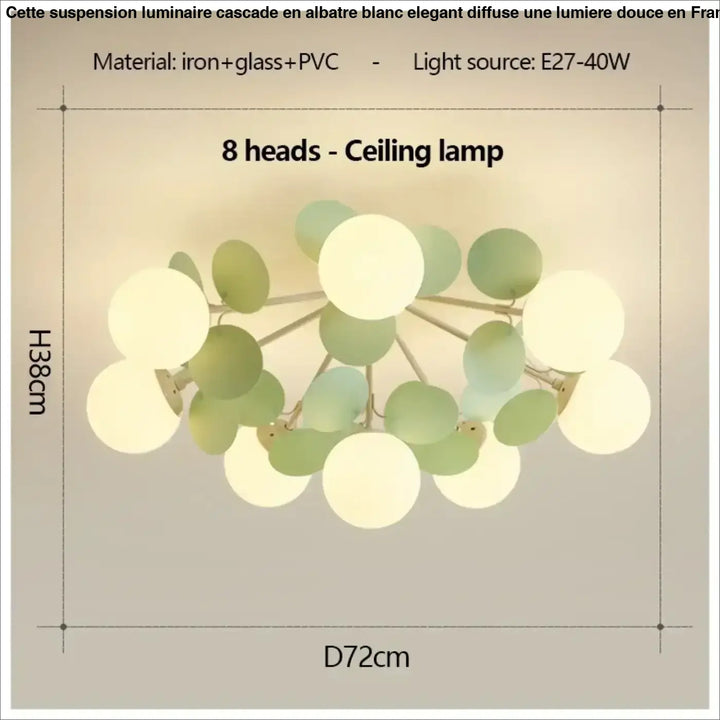 Plafonnier design en globes led éclairage blanc vert chic
