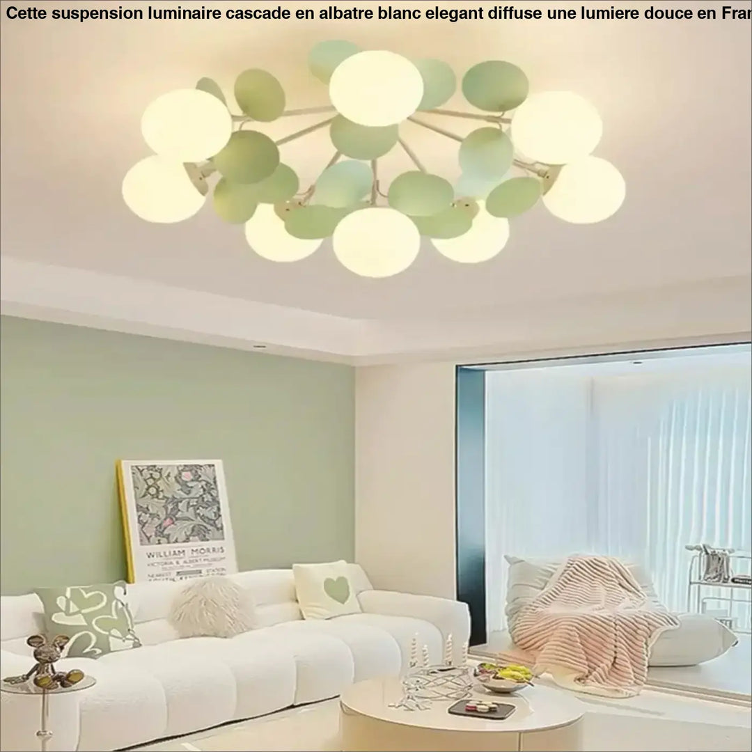 Plafonnier design en globes led éclairage blanc vert chic