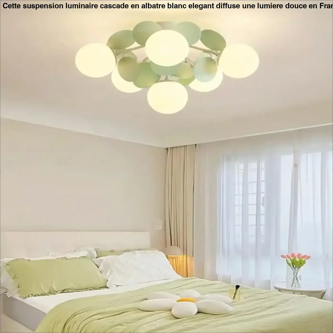 Plafonnier design en globes led éclairage blanc vert chic