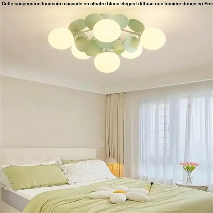Plafonnier design en globes led éclairage blanc vert chic