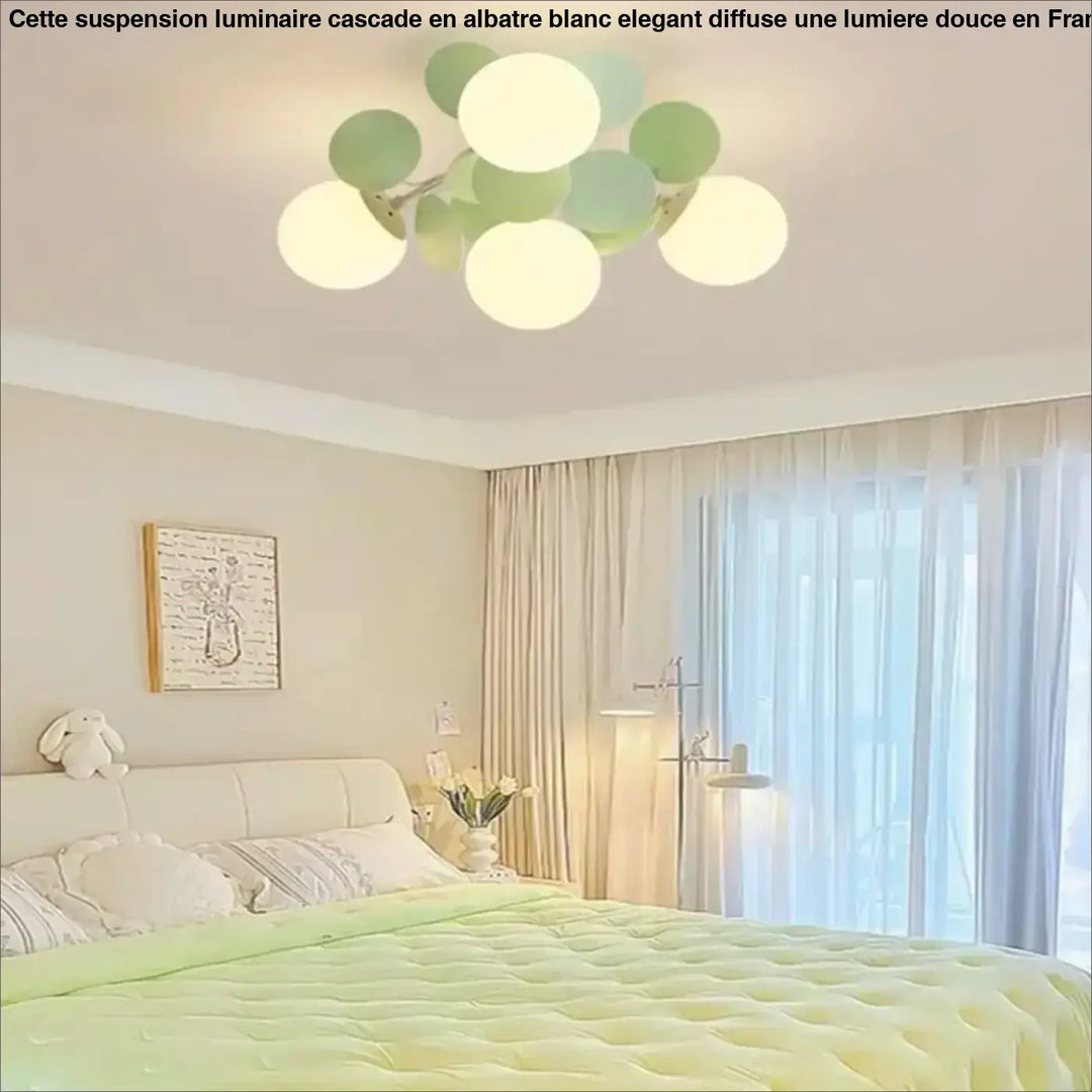 Plafonnier design en globes led éclairage blanc vert chic