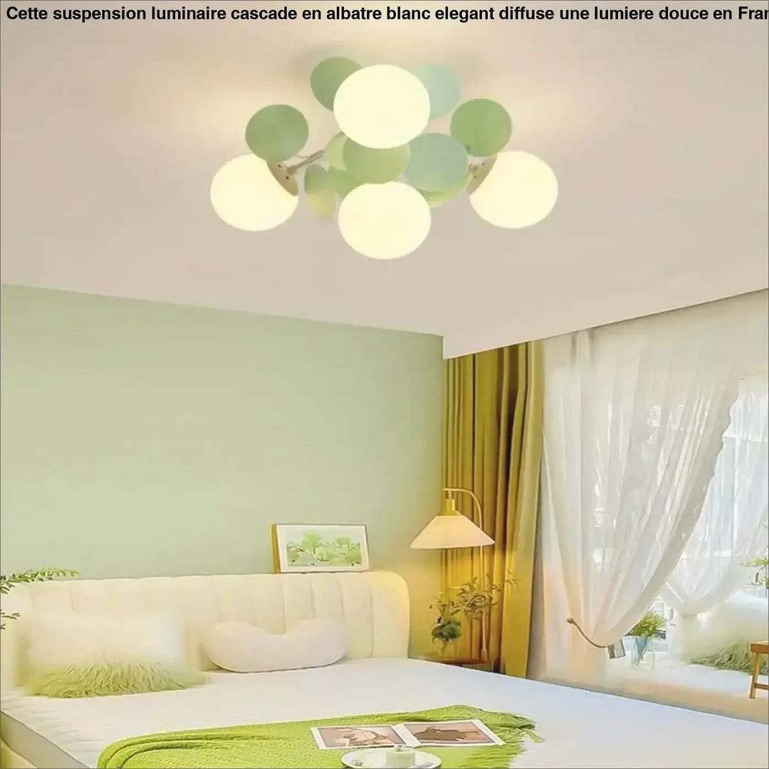 Plafonnier design en globes led éclairage blanc vert chic