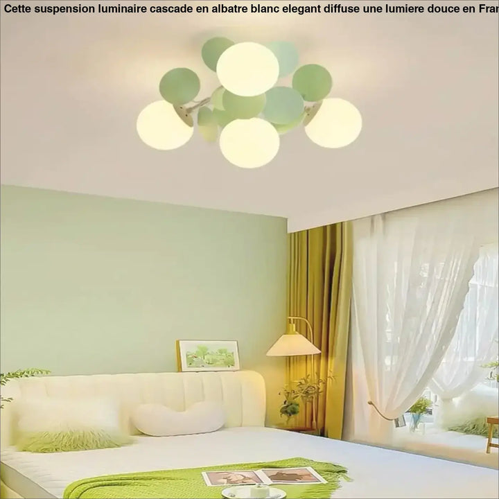 Plafonnier design en globes led éclairage blanc vert chic