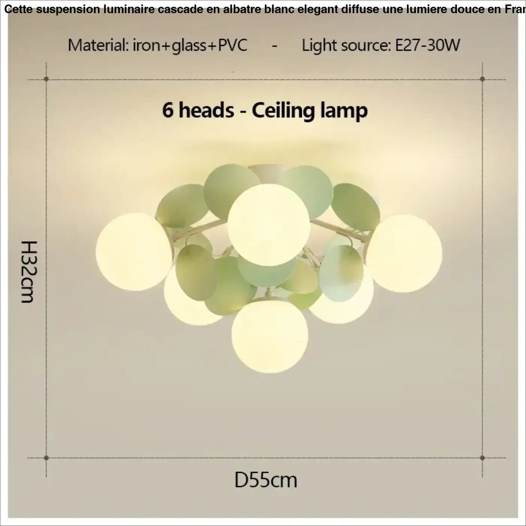 Plafonnier design en globes led éclairage blanc vert chic