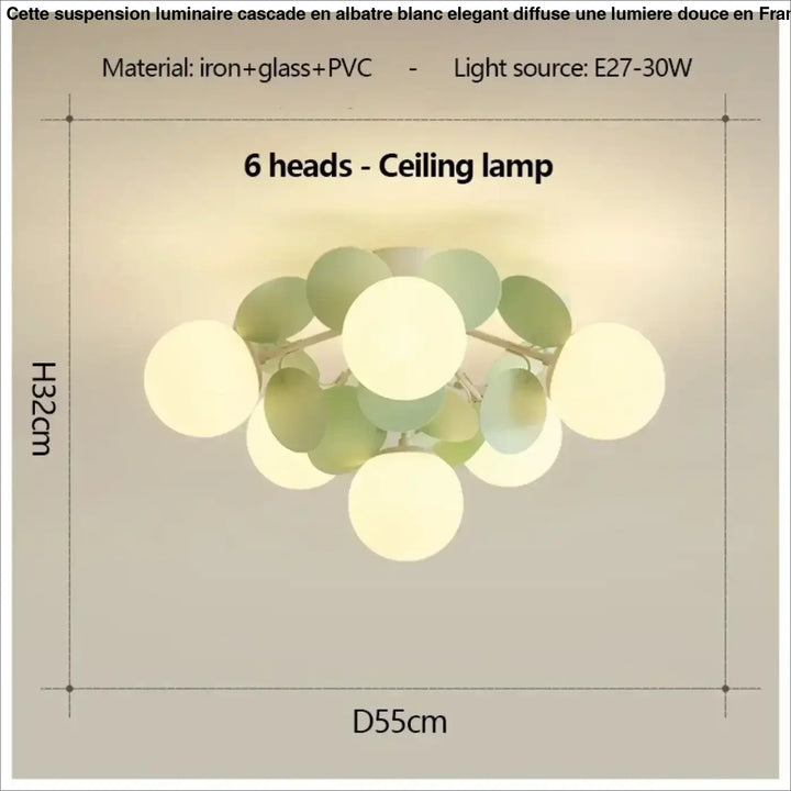 Plafonnier design en globes led éclairage blanc vert chic