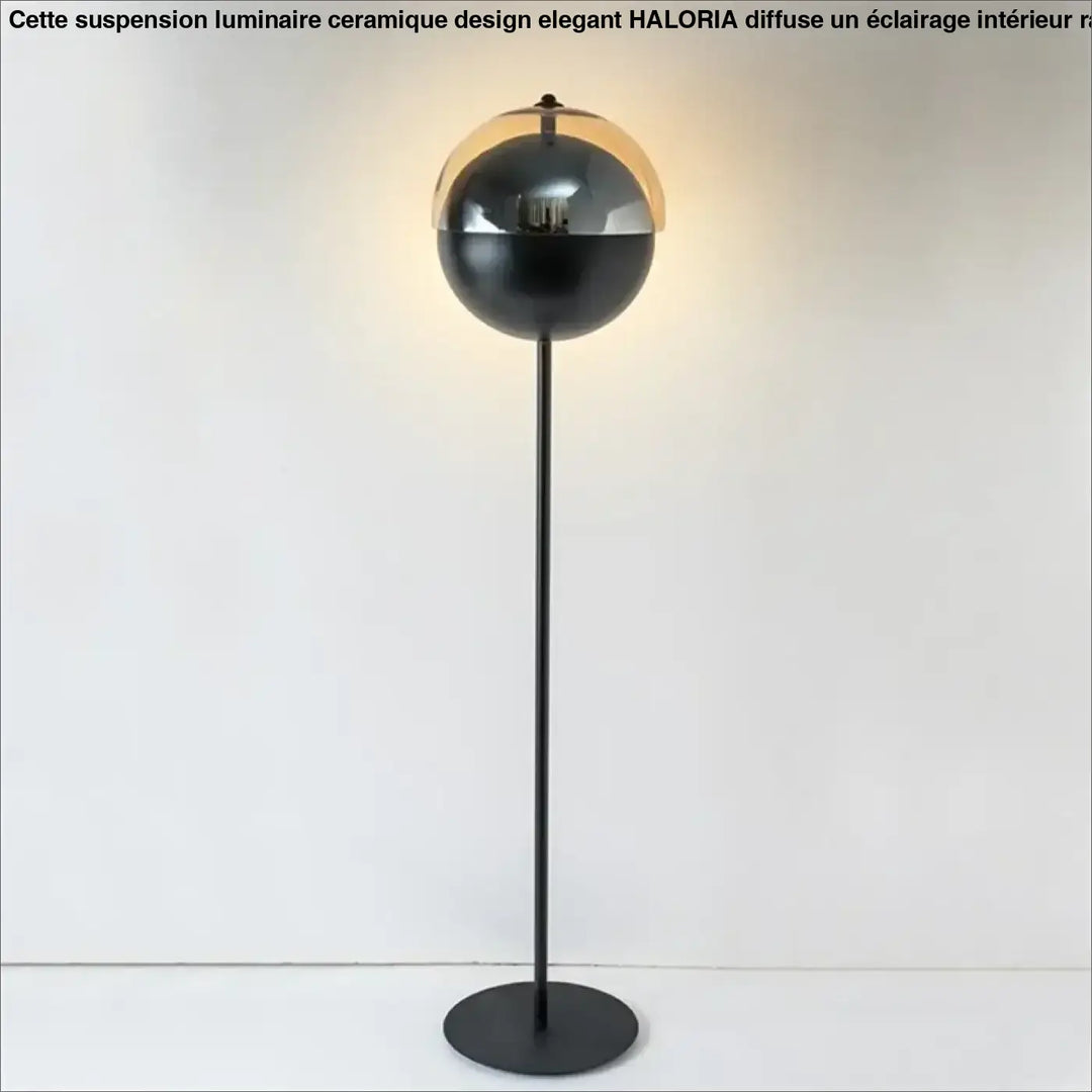 Lampadaire minimaliste noir avec abat jour en verre fumé led