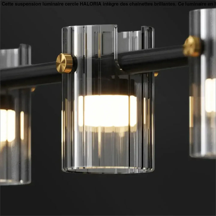 Suspension luminaire linéaire en verre moderne noir élégant