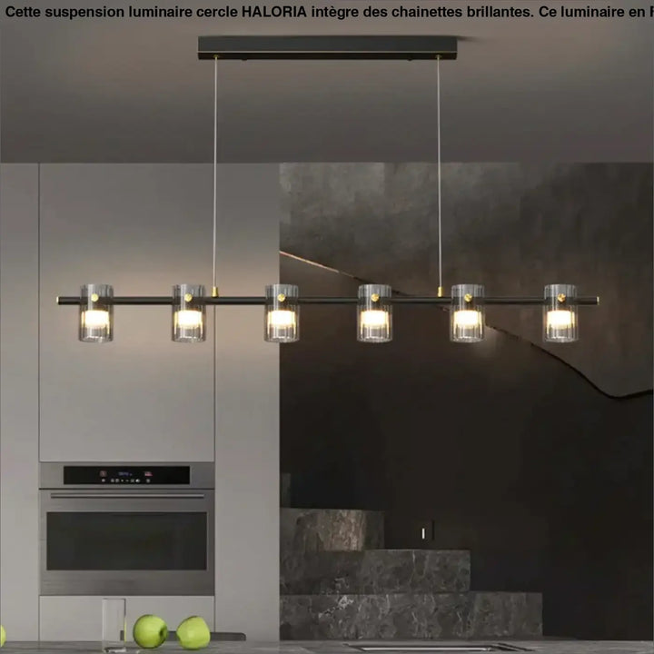 Suspension luminaire linéaire en verre moderne noir élégant
