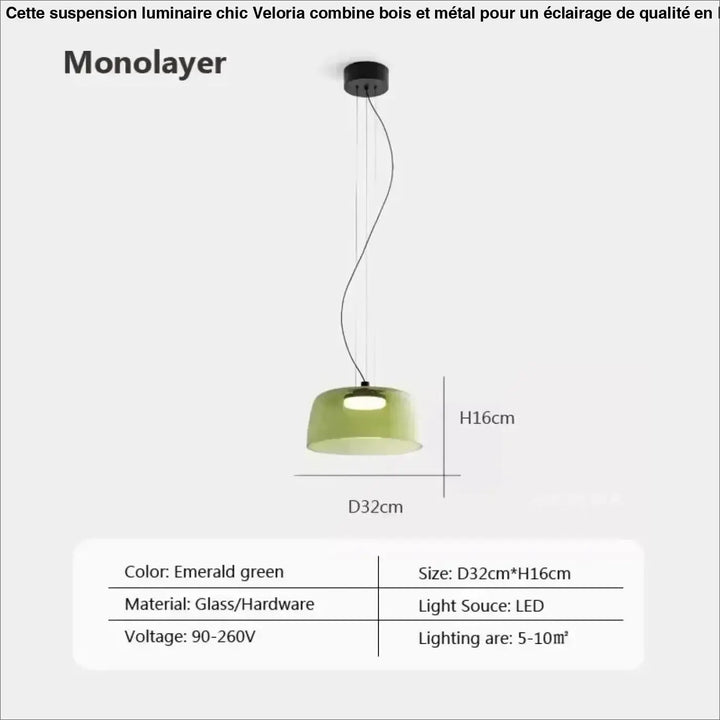 Suspension luminaire led orange éclatante design élégant