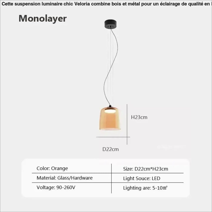 Suspension luminaire led orange éclatante design élégant