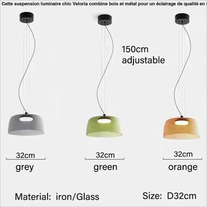 Suspension luminaire led orange éclatante design élégant