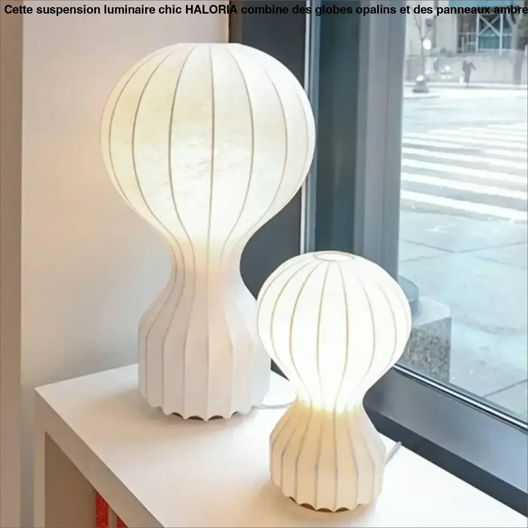 Lampe de table lanna deux lampes blanches en forme de ballon avec une lumière douce émise de l’intérieur
