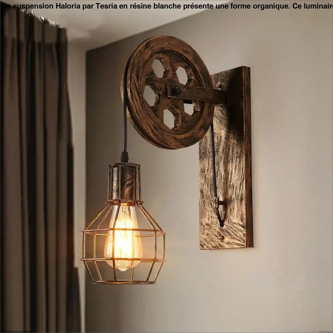 Suspension luminaire chic en resine forme organique avec applique murale style industriel au-dessus d’une table