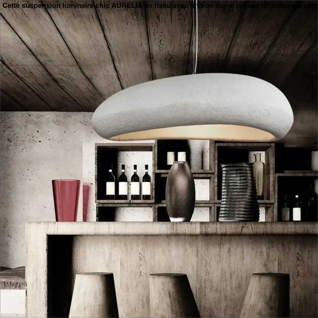 Suspension luminaire design contemporain effet pierre naturel