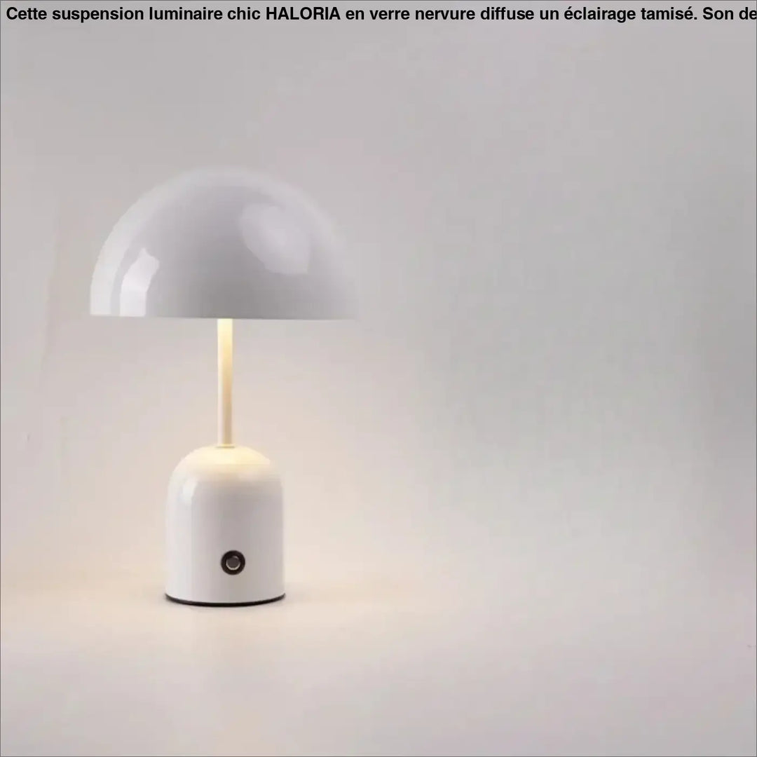 Lampe de table kapula blanche en forme de champignon avec finition brillante et tige fine pour décoration intérieure design contemporain