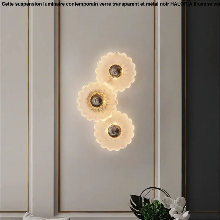 Applique Murale Design Fleurs Verre Doré Élégant Moderne