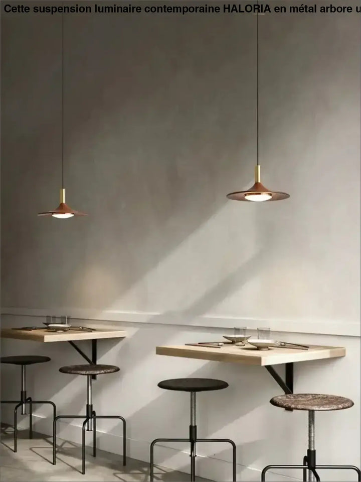 Suspension luminaire contemporaine au design élancé en metal

