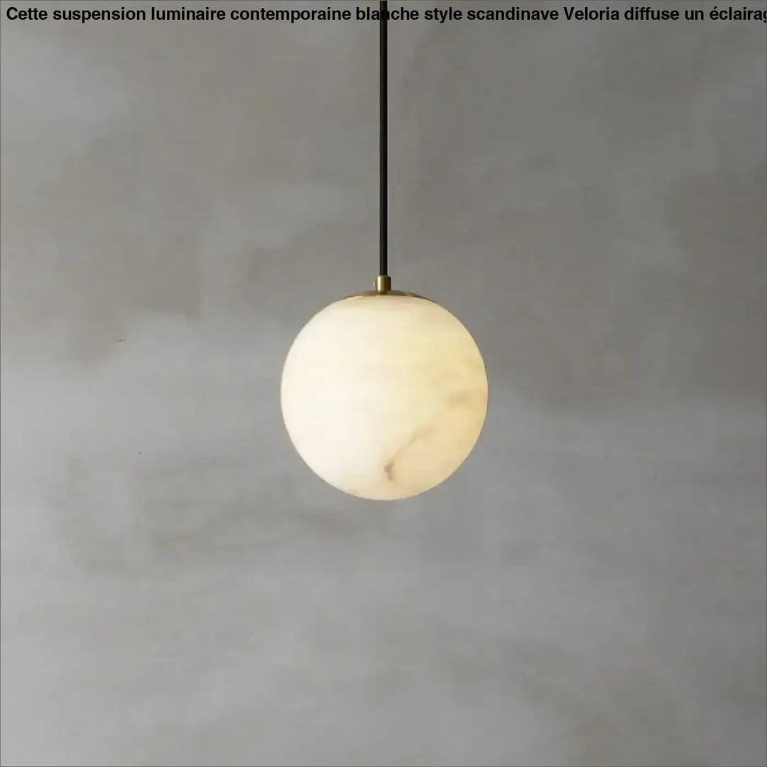 Suspension sphère lumineuse moderne blanc doré élégant