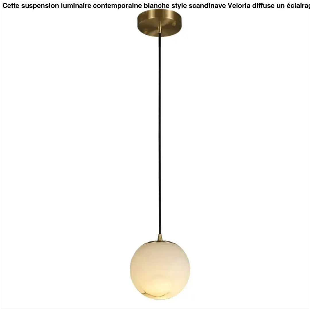 Suspension sphère lumineuse moderne blanc doré élégant
