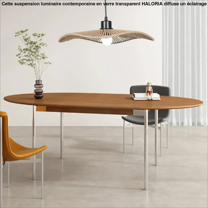 Suspension luminaire tressé naturel design moderne beige