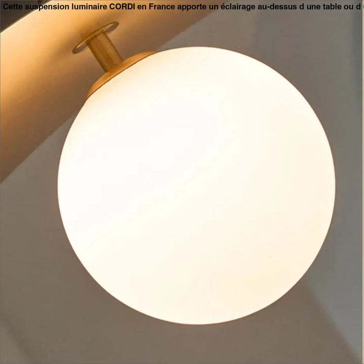 Suspension design contemporain noir et doré avec globe blanc