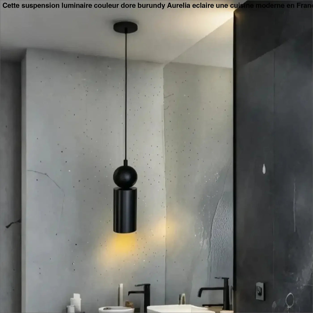 Suspension luminaire couleur doré burundy pour cuisine moderne

