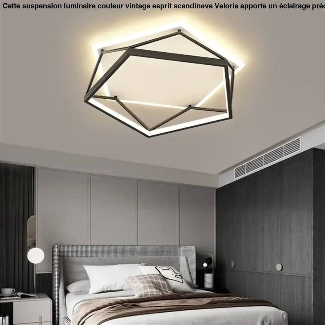 Plafonnier led géométrique design moderne chambre noir épuré