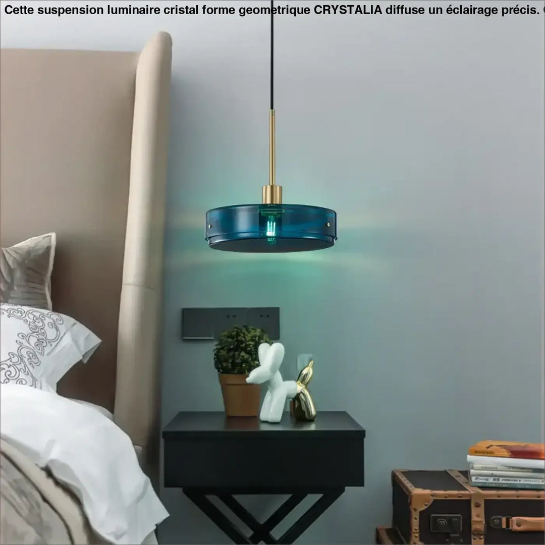 Suspension en verre bleu design moderne pour salle à manger