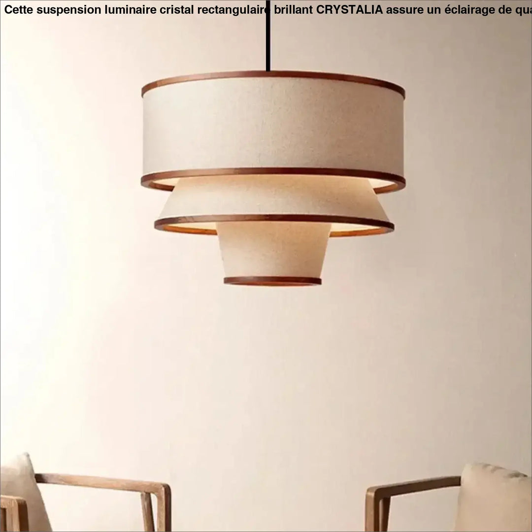 Suspension Luminaire Moderne En Tissu Beige Design Élégant

