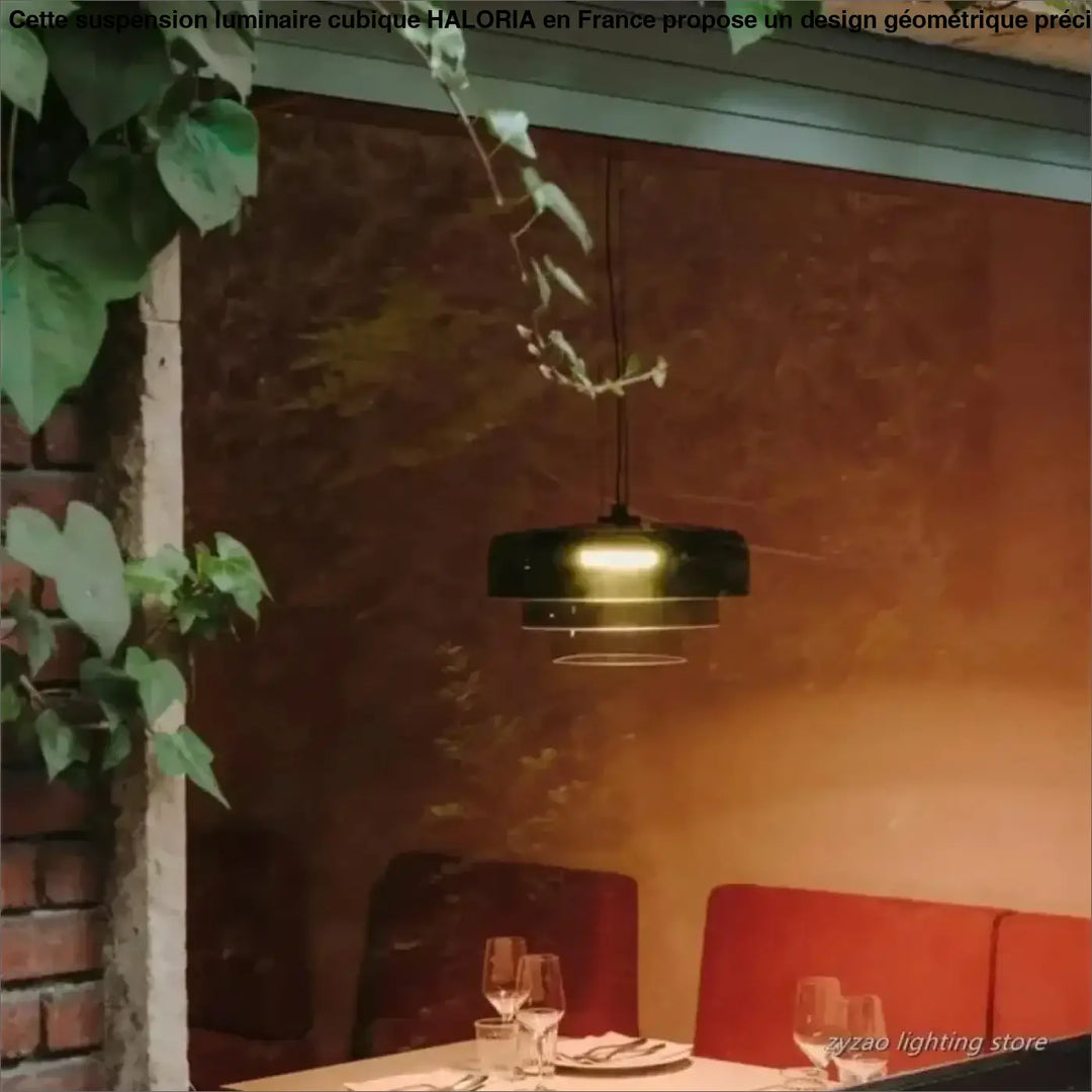 Suspension luminaire en verre teinté noir avec une lumière chaude, un objet décoratif élégant zaoh