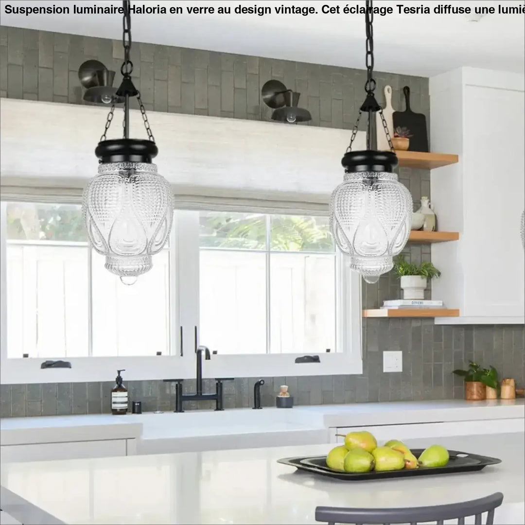 Suspension Luminaire De Cuisine Au Design Vintage En Verre