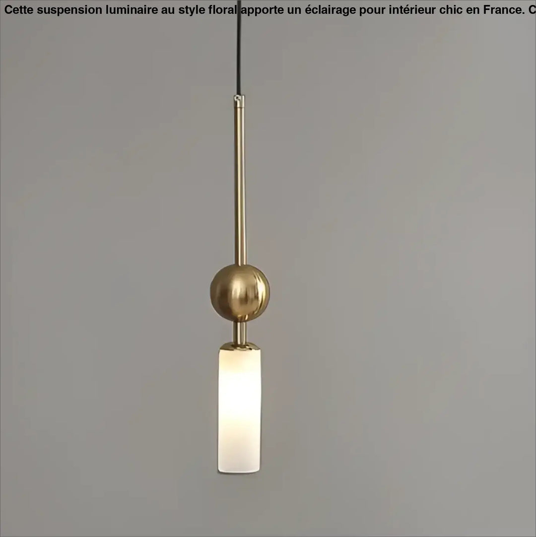 Suspension luminaire krysta en laiton avec boule métallique et abat-jour en verre dépoli pour éclairage intérieur