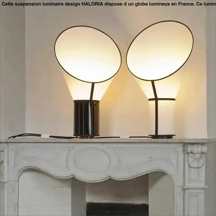 Lampe de table kopa avec abat-jour circulaire blanc lumineux et base cylindrique noire moderne horn standing