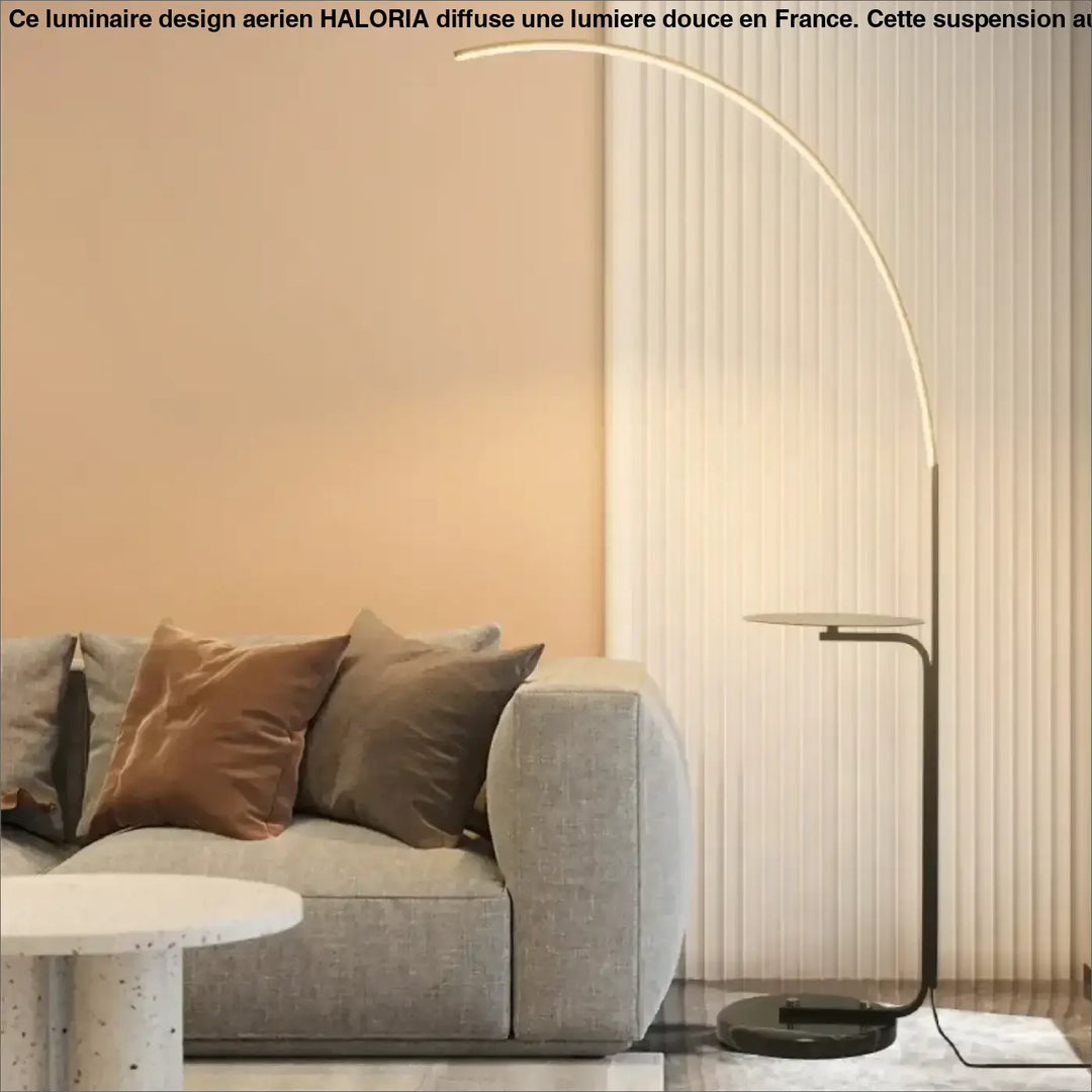 Lampadaire minimaliste en métal avec tablette au design épuré