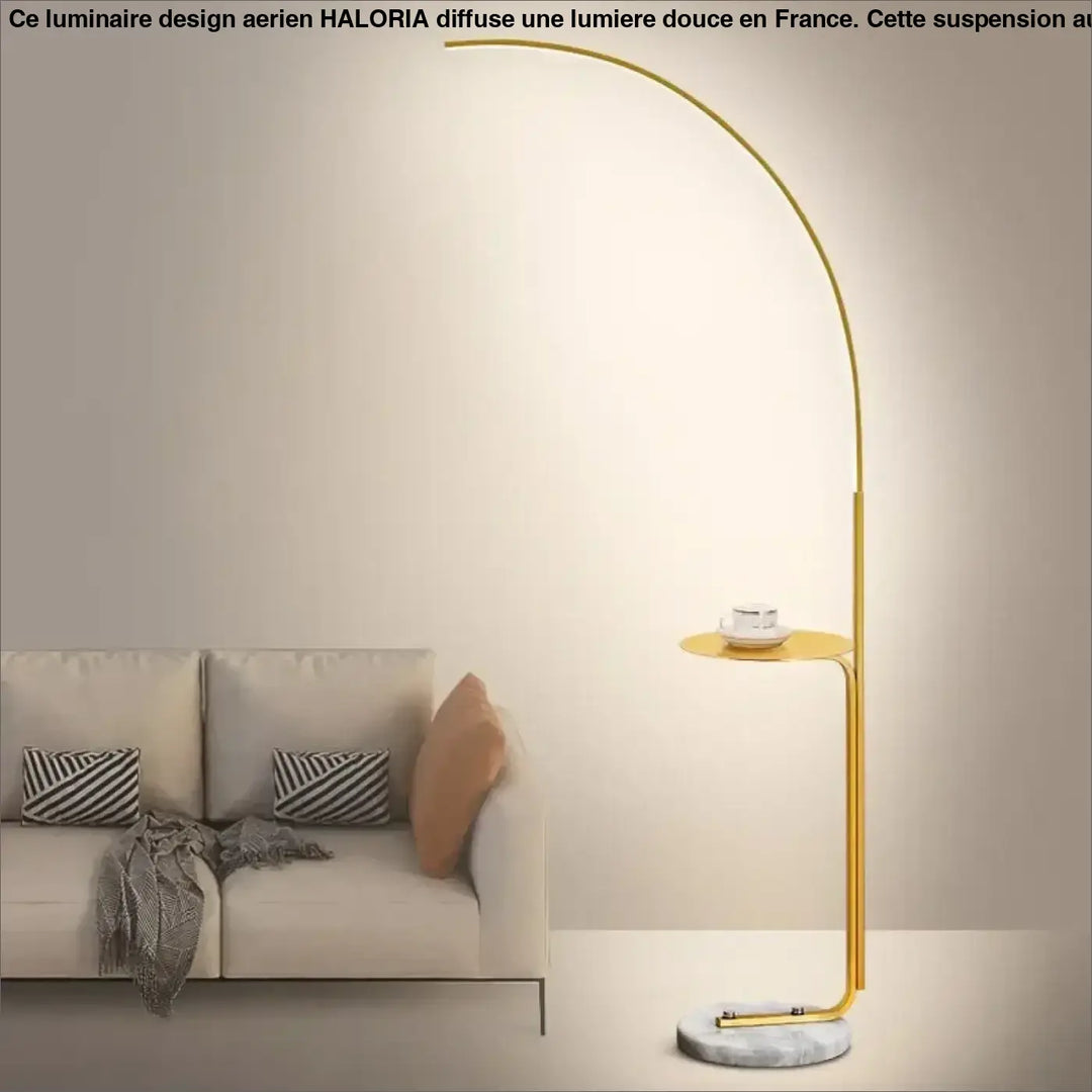 Lampadaire minimaliste en métal avec tablette au design épuré
