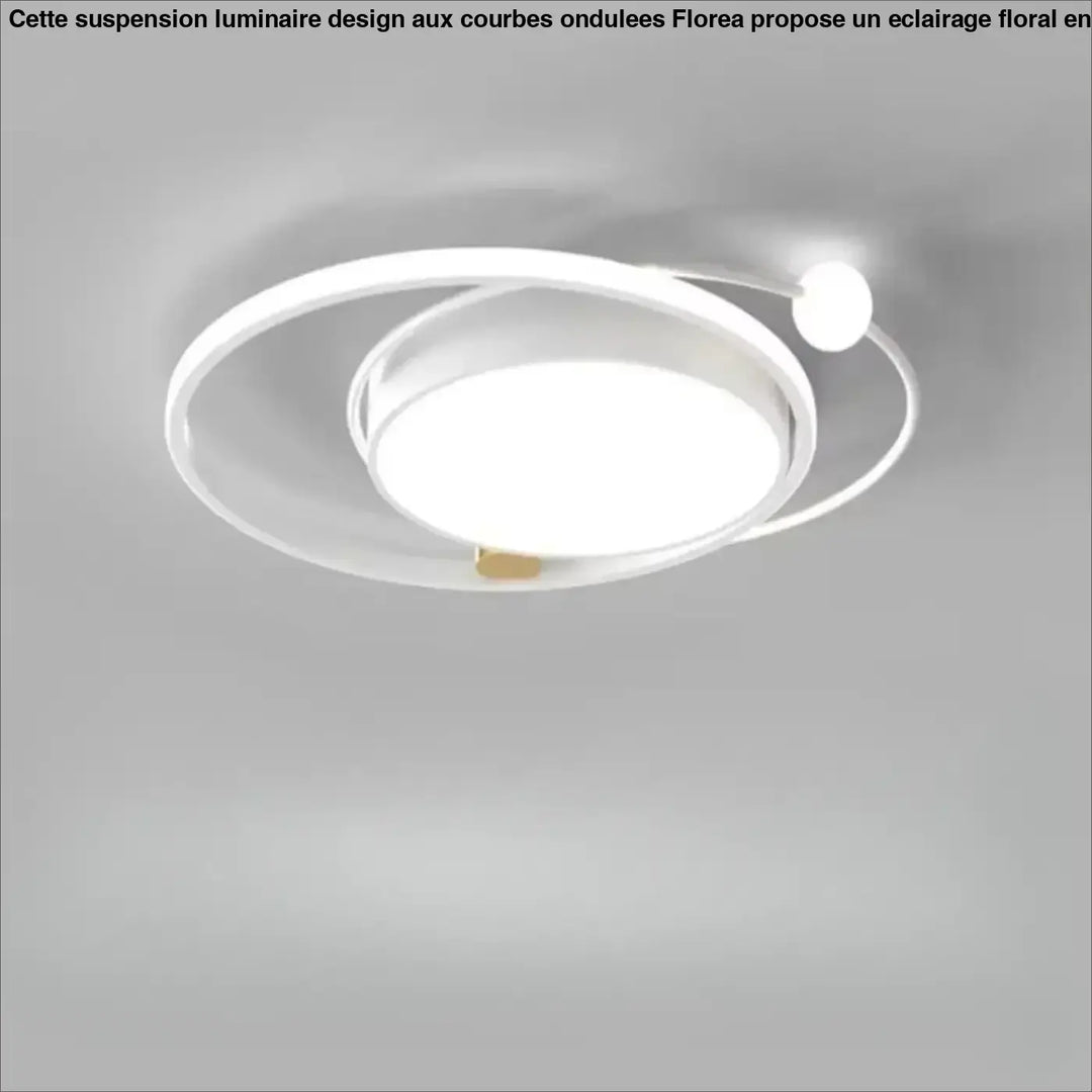 Luminaire plafonnier aloïs en lumière blanche moderne avec anneaux circulaires concentriques et accent sphérique idéal salle à manger