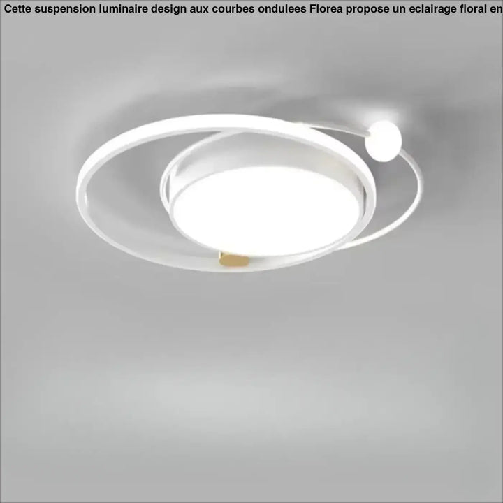 Luminaire plafonnier aloïs en lumière blanche moderne avec anneaux circulaires concentriques et accent sphérique idéal salle à manger