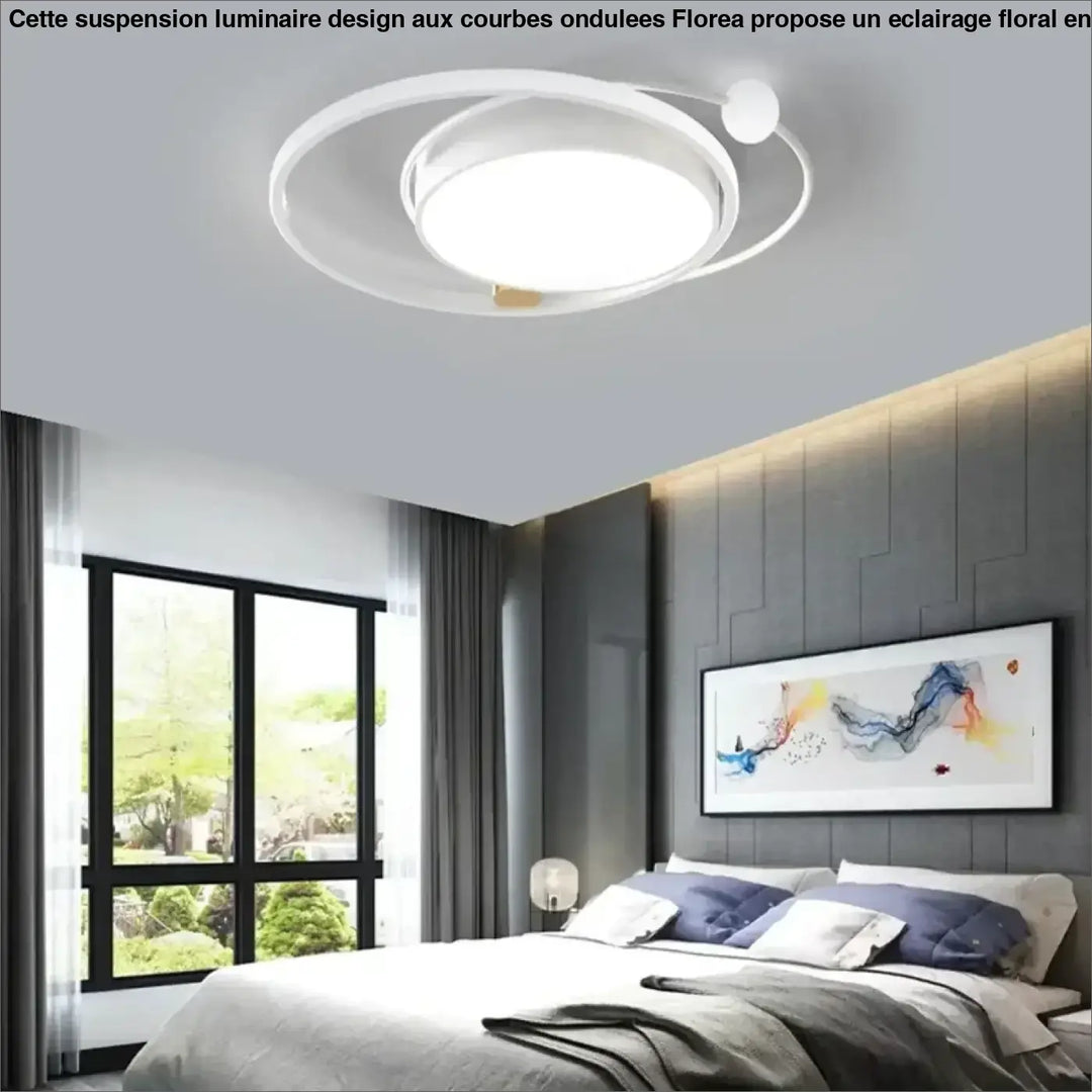 Luminaire plafonnier aloïs moderne blanc circulaire avec accent or subtil idéal pour lumière blanche en salle à manger