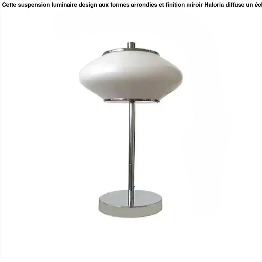 Lampe de table albry avec verre blanc opalin et base chrome poli pour un design vintage élégant