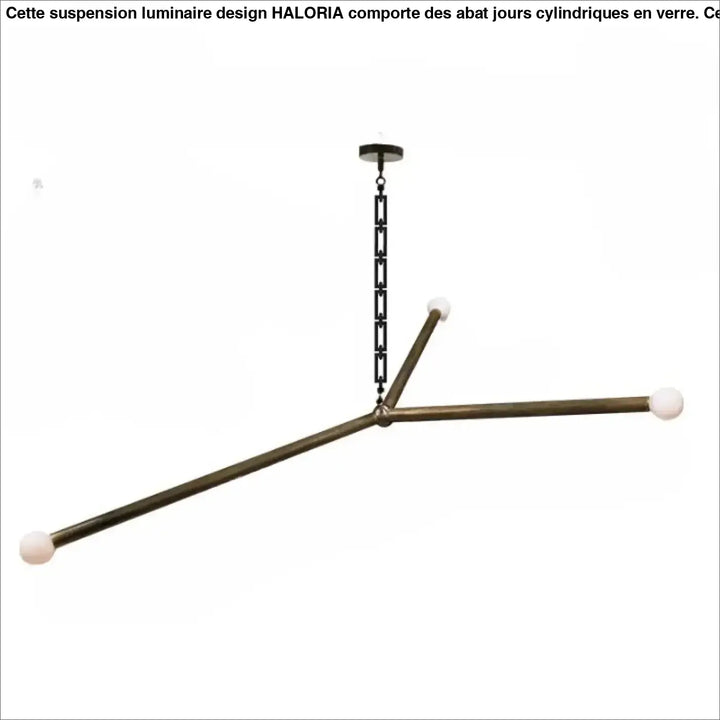 Suspension luminaire pika en laiton avec chaîne noire et globes lumineux blancs pour suspension design asymétrique