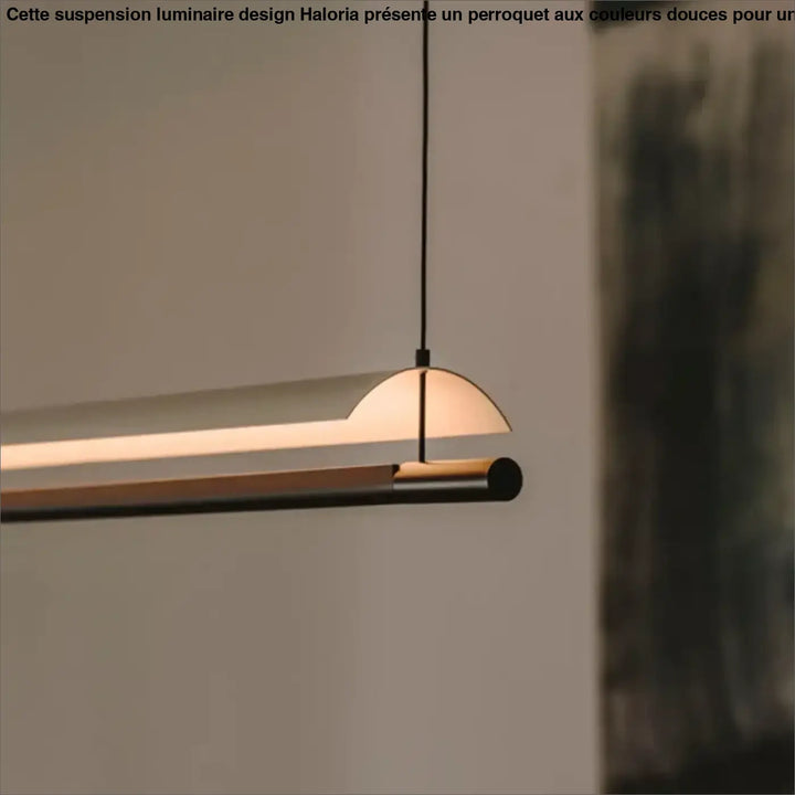 Suspension luminaire minimaliste avec diffuseur translucide incurvé et cadre en métal noir mat pour salle à manger